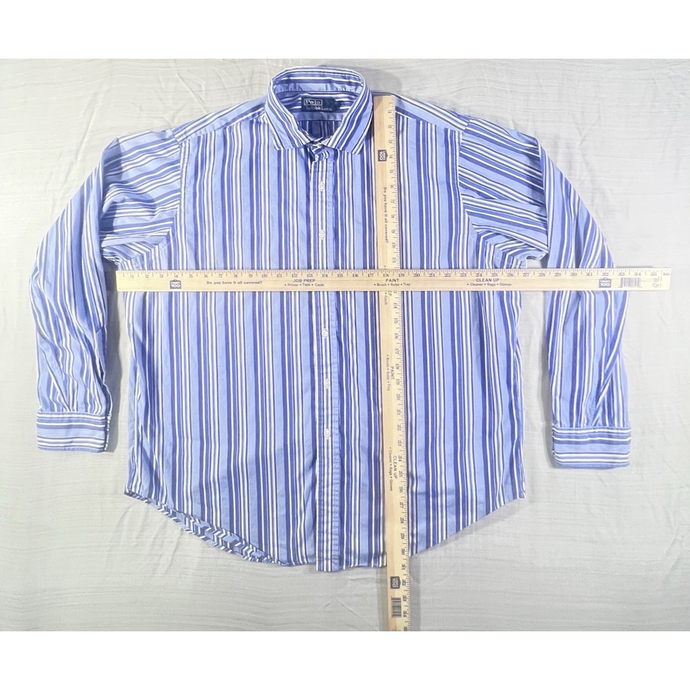 Polo Ralph Lauren Men's Blue and White Stripes, Long Sleeve Dress Shirt. SZ XXL - Picture 11 of 15